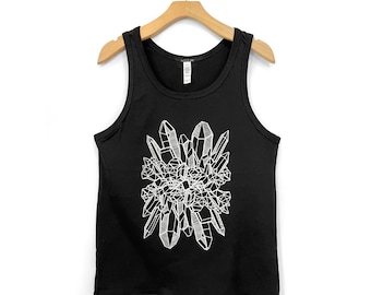 Black Crystal Tank Top: Unisex Gemstone Rock Shirt