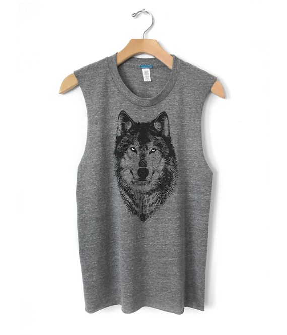 Wolf Graphic Tank Top: Raw-cut Tri-blend Muscle Tee - Etsy