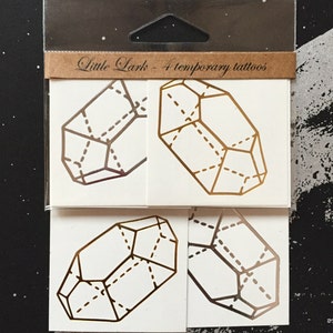 Metallic Gold Citrine Crystal temporary tattoos, shiny silver gem jewel golden stone design by Little Lark, transfer on skin & paper goods image 5