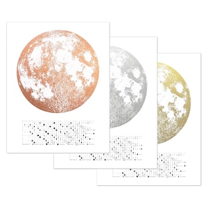 Kunstprint maanfasekalender 2025: metallic zeefdruk, 11 x 14 inch