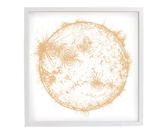 Gold Sun Print, Space Wall Art, Sun Art, Space Art Print, Gold Gift, Minimalist Art, Home Decor, boho decor, Gold Art Print, Nursery Decor