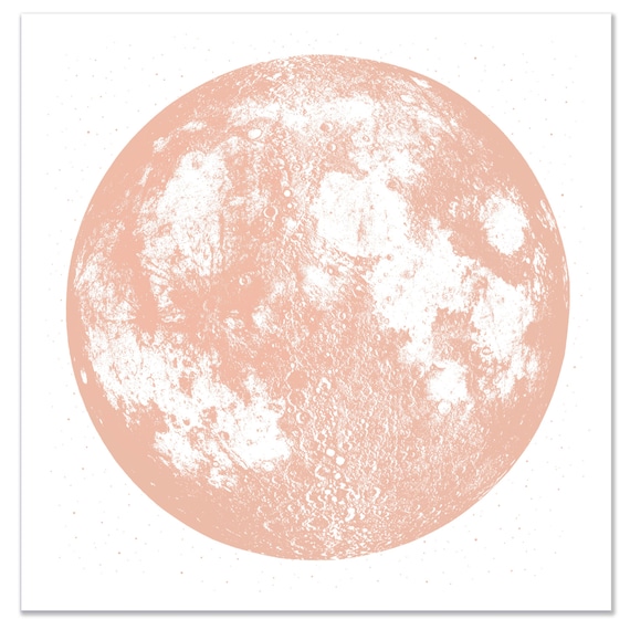 Copper Moon Print, Wall Art, Full Moon Large Screenprint, Metallic