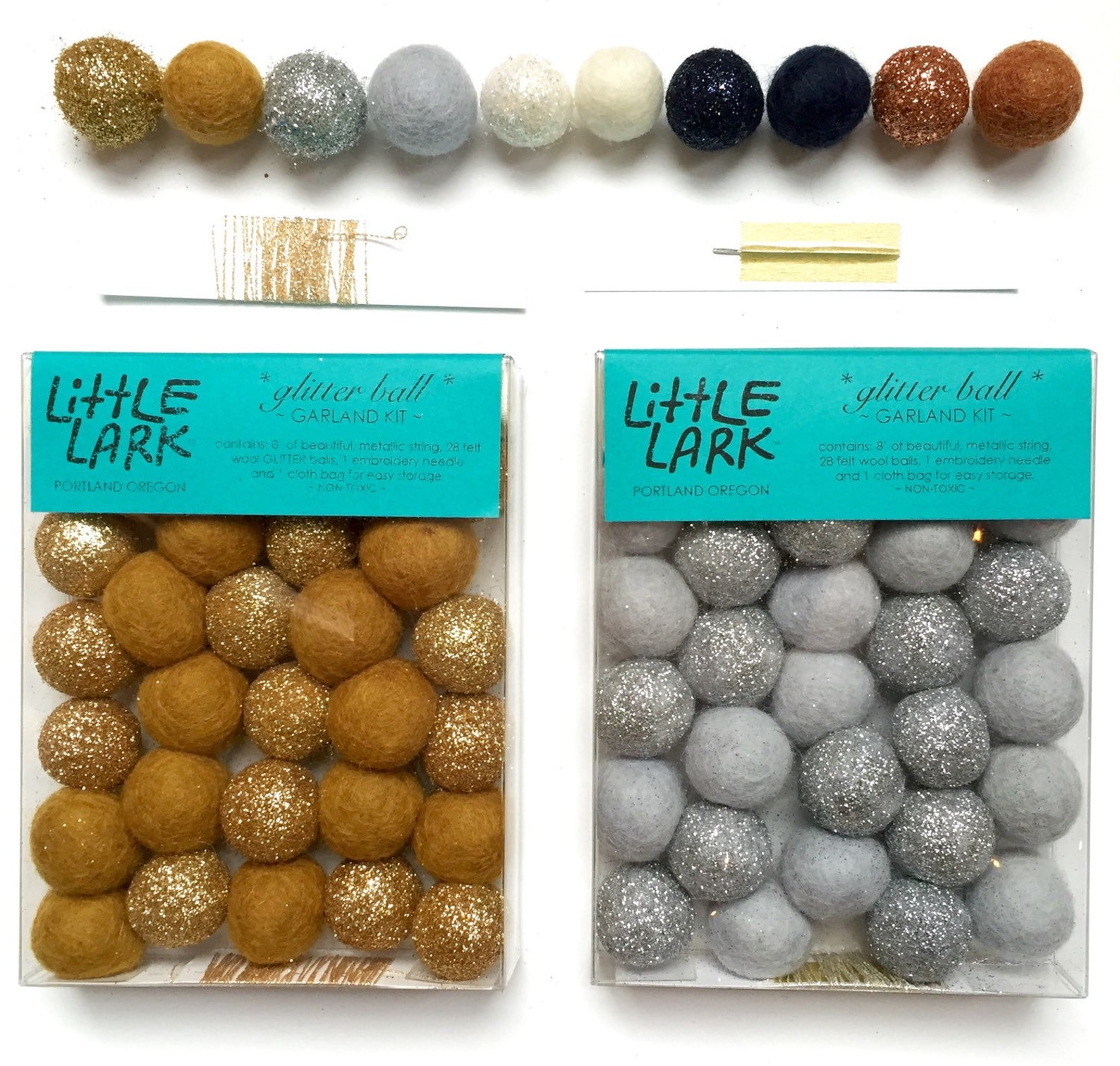 Solid Glitter Metallic felt ball Garland kit by Little Lark Etsy