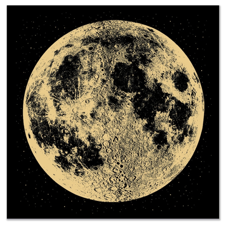 Moon Print Moon Art Print Large Silver Moon Print Wall Etsy