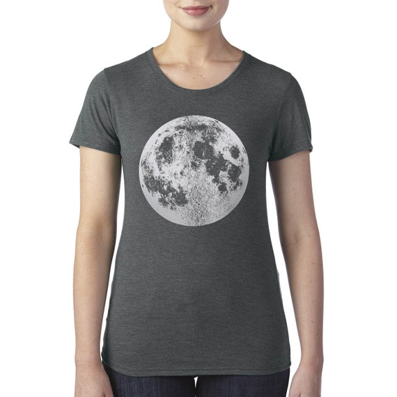 Full Moon Graphic Tee: Women's Dark Gray Astronomy Shirt - Etsy