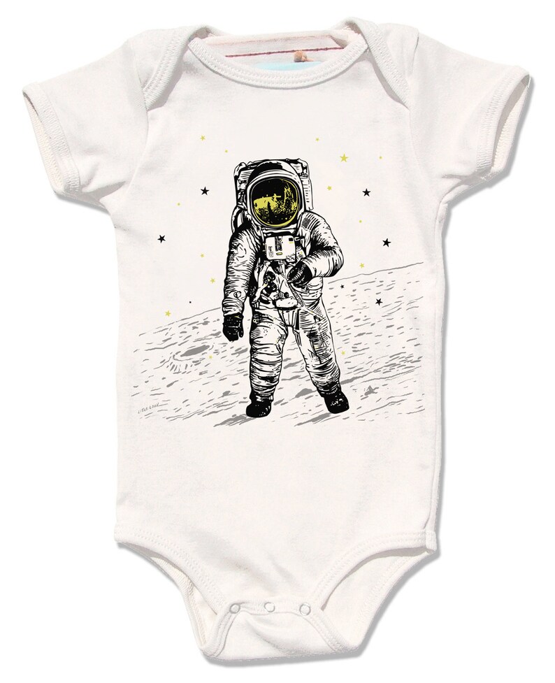 Baby Astronaut Onesie Man on the Moon Print Unisex Space Etsy