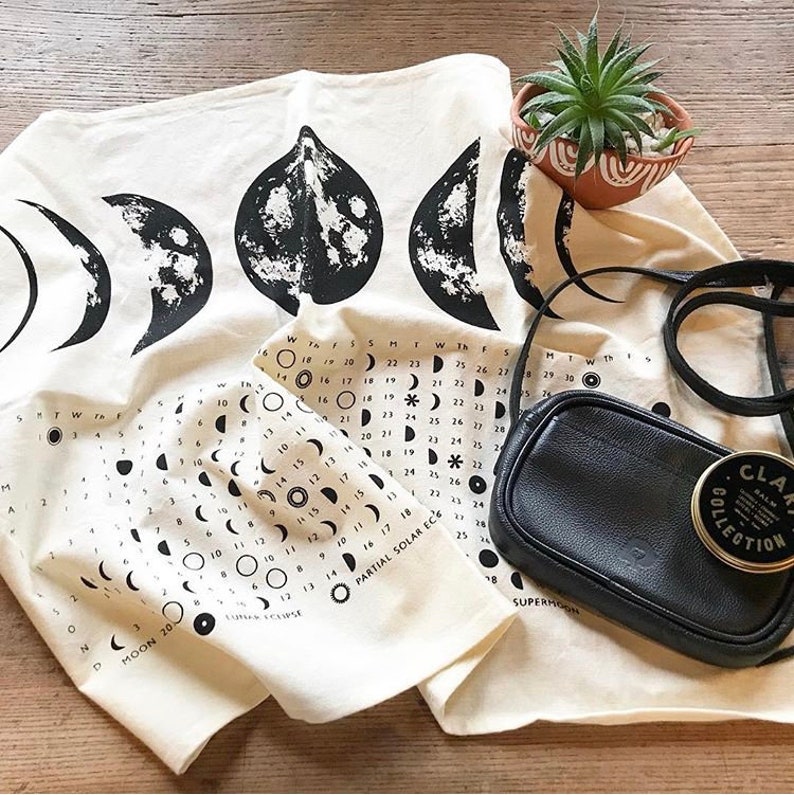 2023 Calendar Towel, 2023 Moon Phase Calendar Kitchen Towel, Moon Phase Chart, Moon Phases Print, Full Moon Calendar, Lunar Calendar image 2