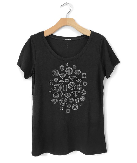 Diamond T-shirt, Womens Diamond T Shirt, Black Shirt, Jewels