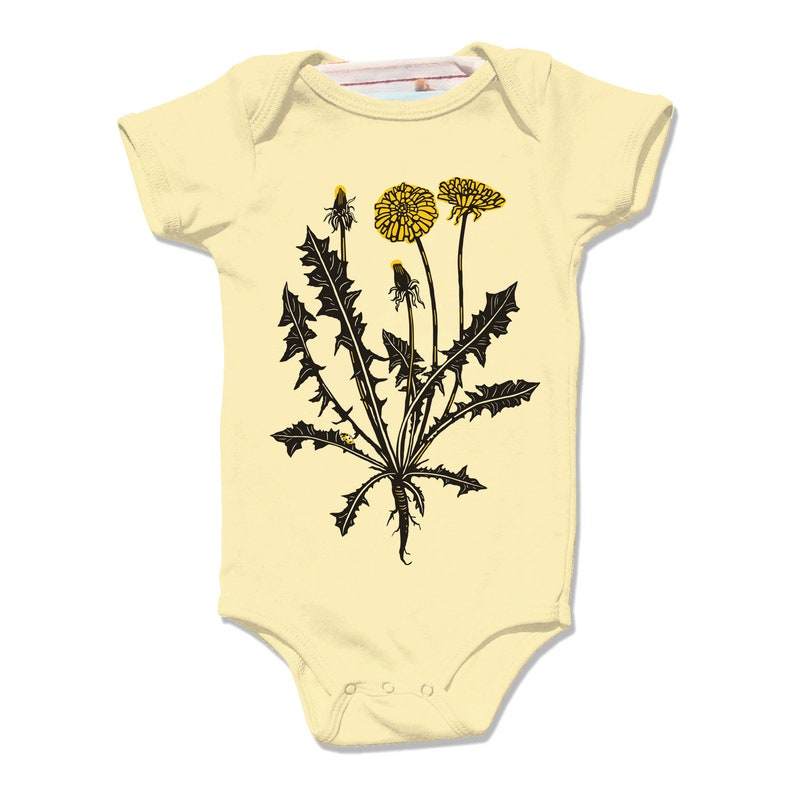 Dandelion Flower Onesie Organic Baby Clothes Botanical Baby Etsy