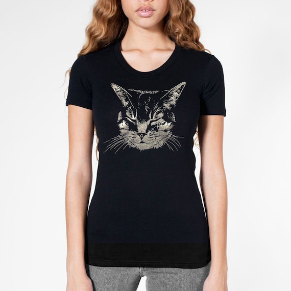 Men s Cat Shirt Heather Black Grey Cat Shirt Gift for Cat Lover