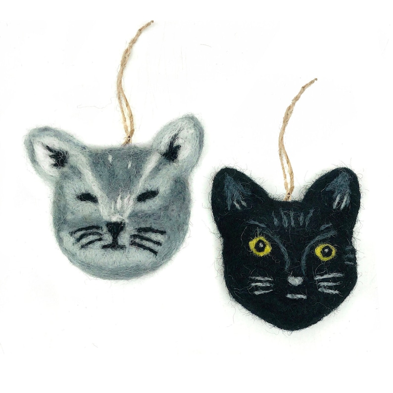 Cat Ornament Felted Wool Cat Ornament Kitty Cat Charm Good - Etsy