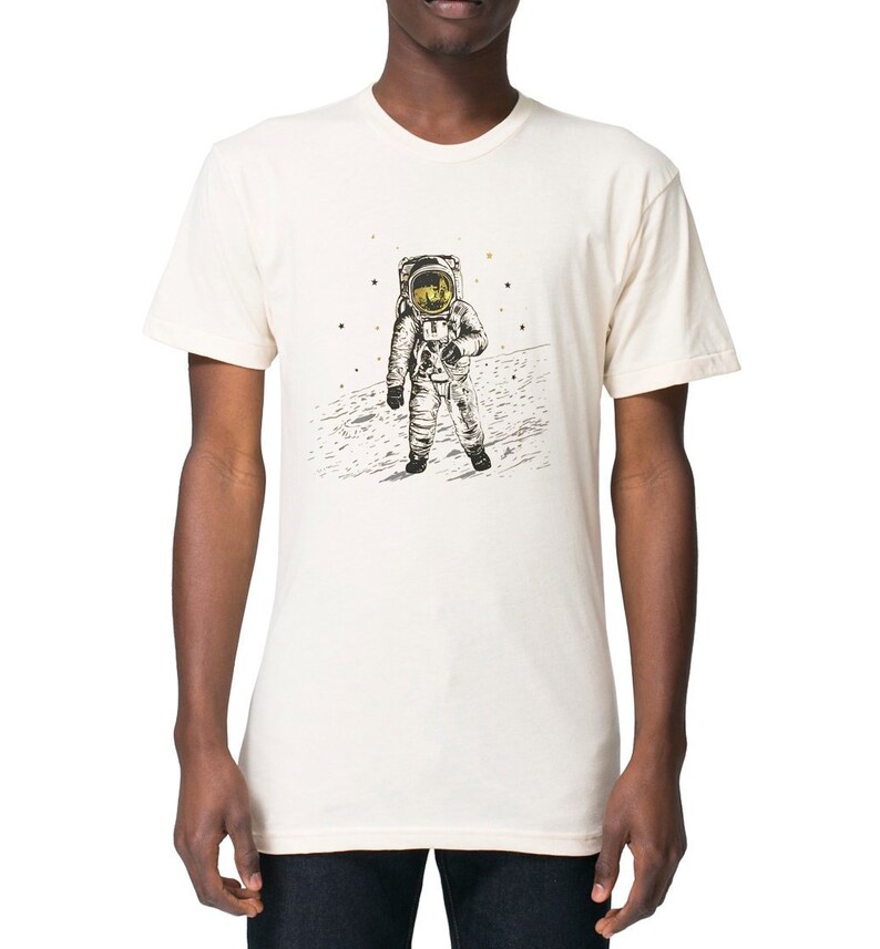 Astronaut Moon T Shirt, Mens Space Shirt, Apollo 11 space walk on the moon tee, Moon Shirt, Space Man Shirt, unisex astronomy shirts t-shirt image 1