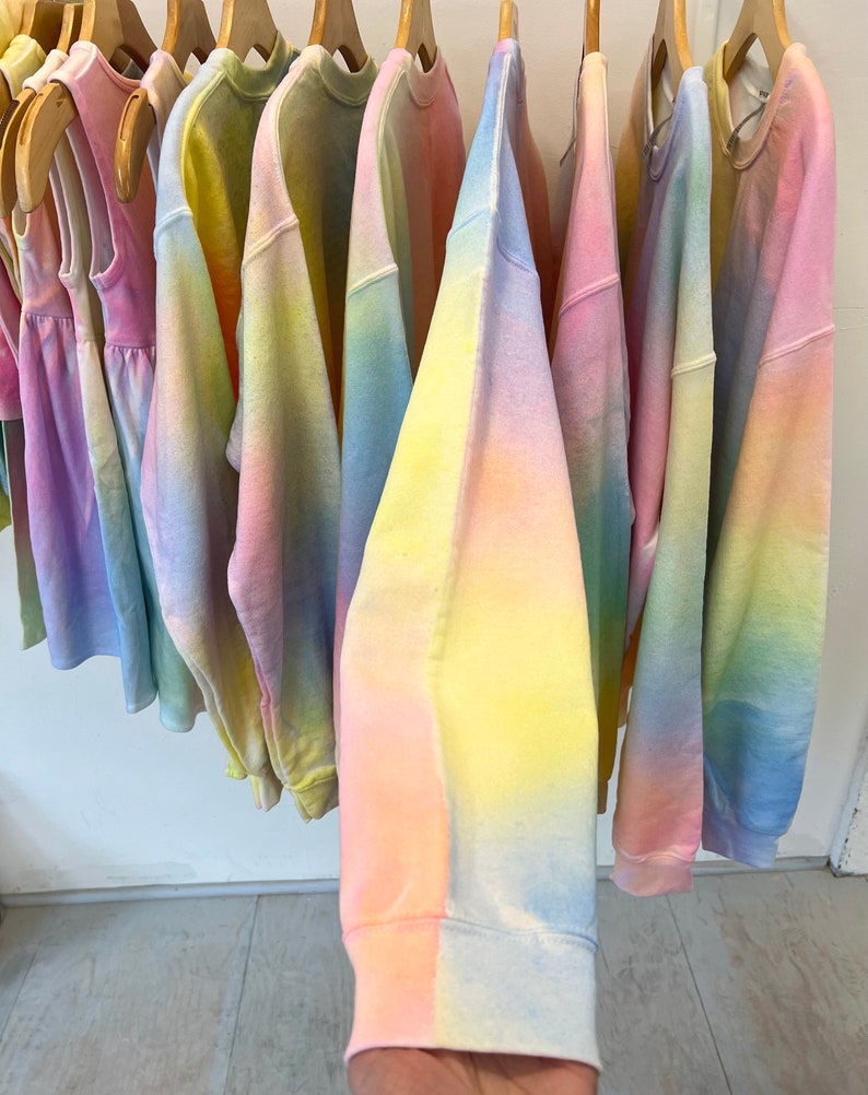 Misty Rainbow Sweatshirt, Hand Painted Rainbow Shirt, Rainbow Colors image 9