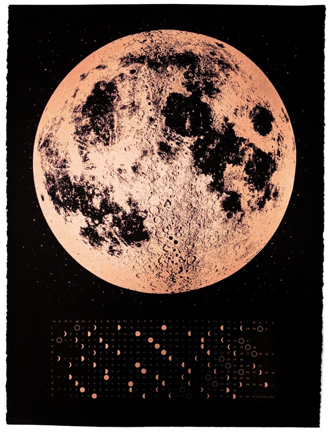 Copper Calendar 2024, Full Moons 2024 Calendar, Moon Phase Print, Wall