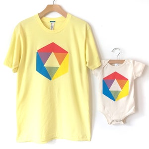 Color Wheel Raglan Shirt, bright white long sleeve t-shirt for toddler, and youth. Rainbow colors. originial Little Lark design image 4
