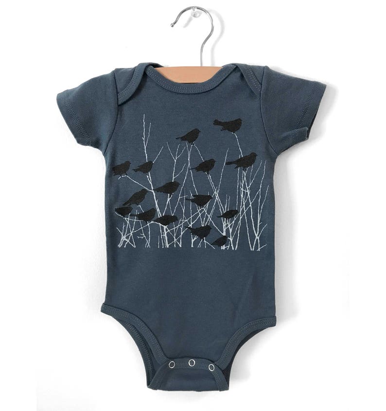 Baby Blackbirds Onesie Organic Baby Clothes Baby Bird Etsy