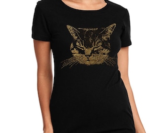 Womens Cat T-shirt: Silver Glitter Kitten Tee - Etsy
