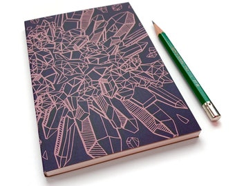 Amethyst Kristall Journal, kleine Kristall Notebook, Reise Kunst Skizzenbuch, Amethyst Geschenk für sie, Geschenk für Kristall-Liebhaber, Geschenk für Mama