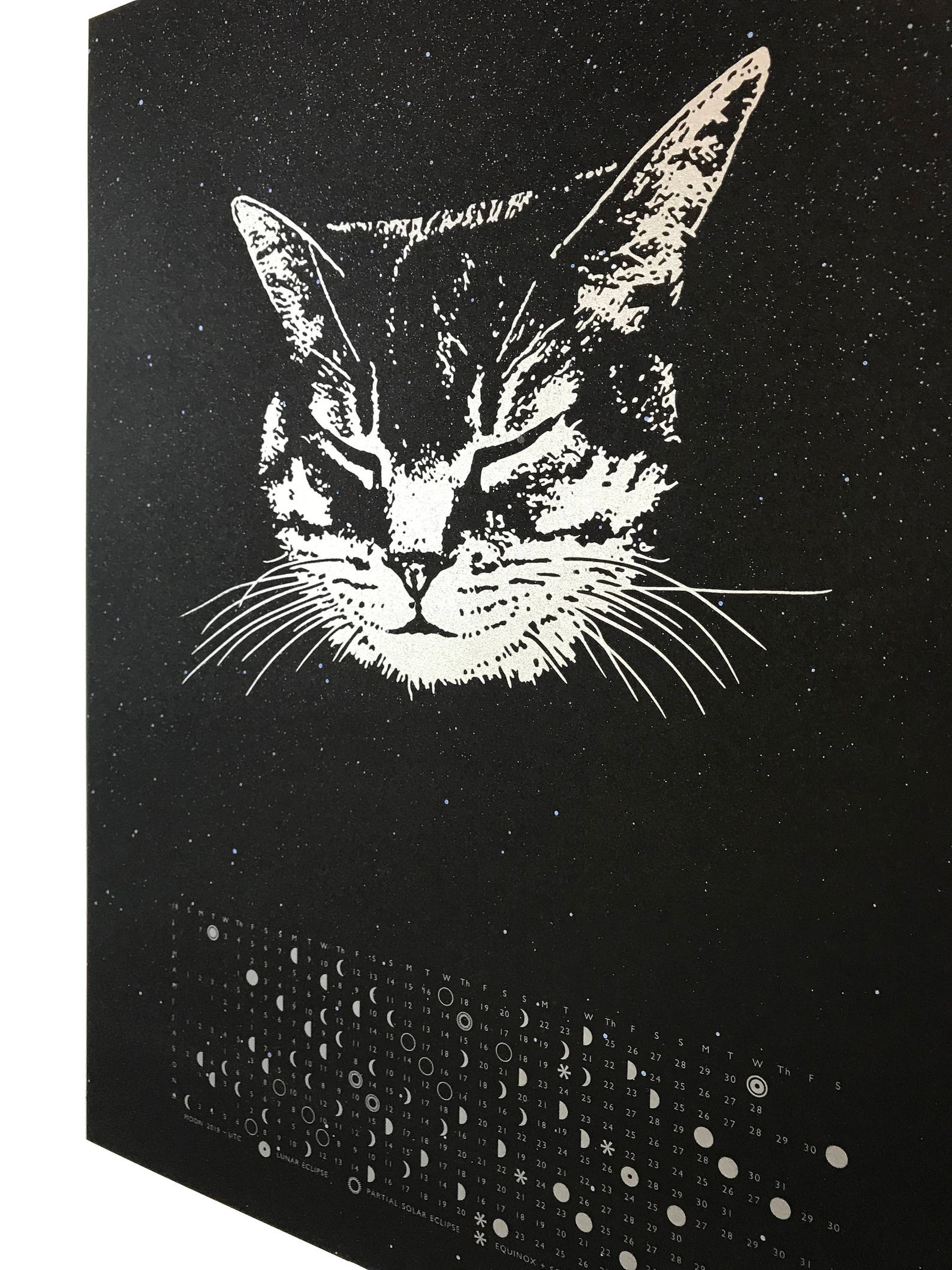 Cat Calendar Space Cat Wall Calendar 2022 Moon Calendar Etsy