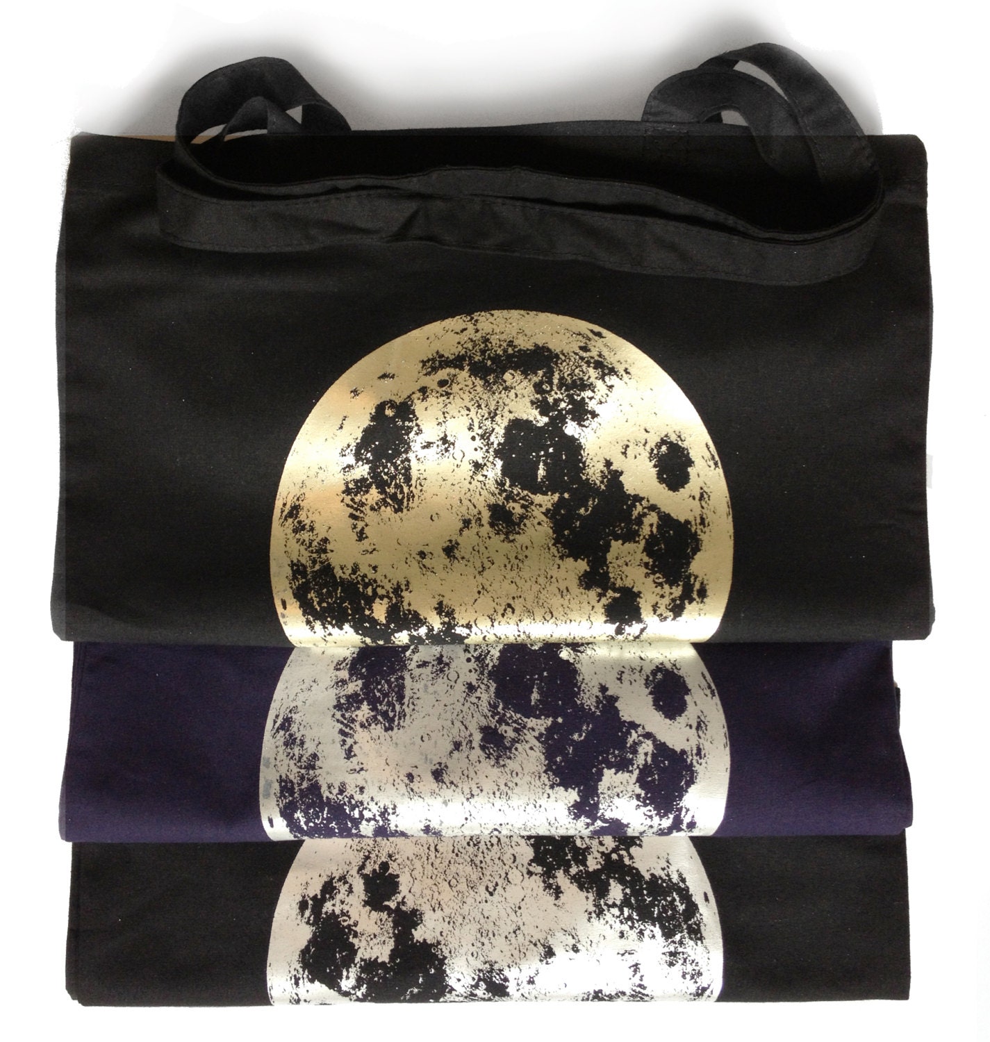 [NEON MOON] TOTE BAG - 3カラー + FREE OMAKE Moon Tote, Full Moon Tote Bag, Hologram Silver Foil Print