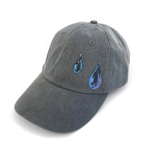 Rainy Day Hat, Springtime Rain Hat, Raindrop Dad Hat, Adjustable Cotton Sun Hat