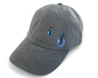 Rainy Day Hat, Springtime Rain Hat, Raindrop Dad Hat, Adjustable Cotton Sun Hat