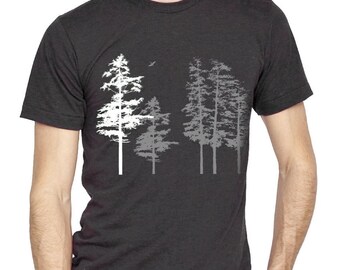 Herren Hemlock-Baum-T-Shirt: Natur-Wald-Grafik-T-Stück