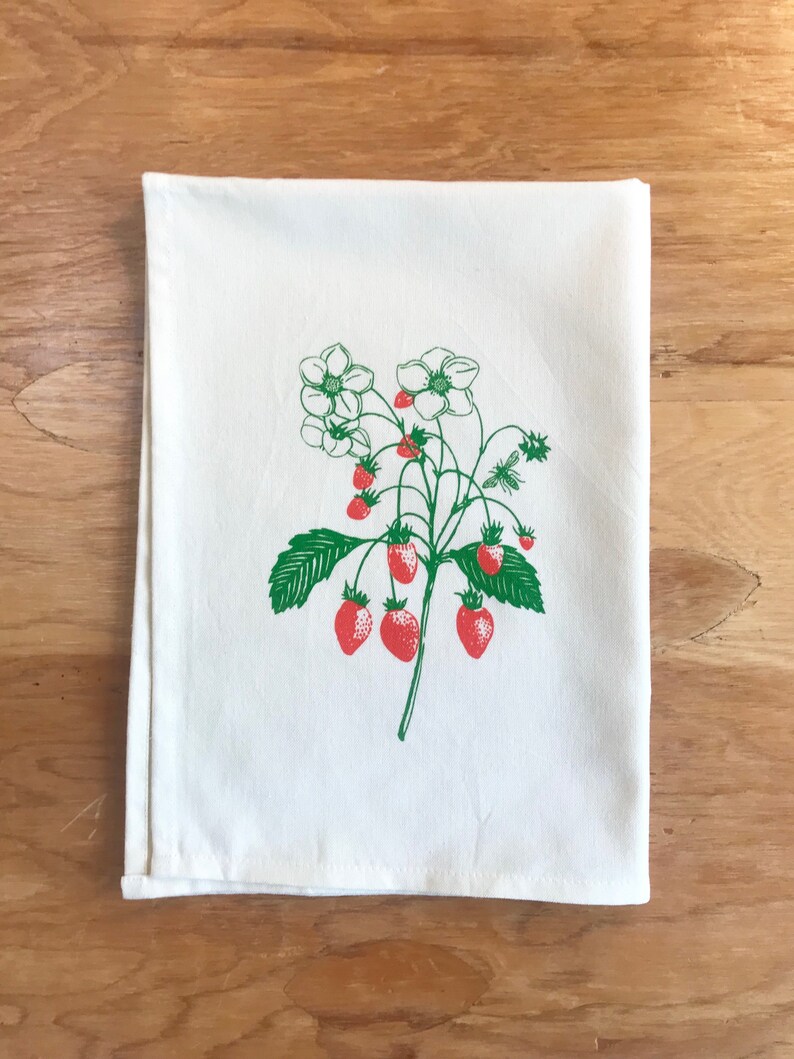 Strawberry Kitchen Towel Summer Berries Dishcloth Etsy