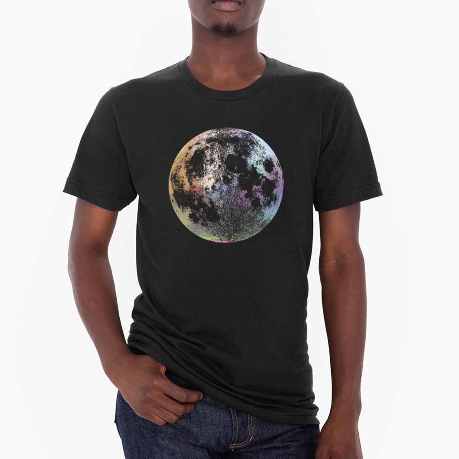 Mens Silver Moon Shirt Hologram Foil Moon T-shirt Moon - Etsy