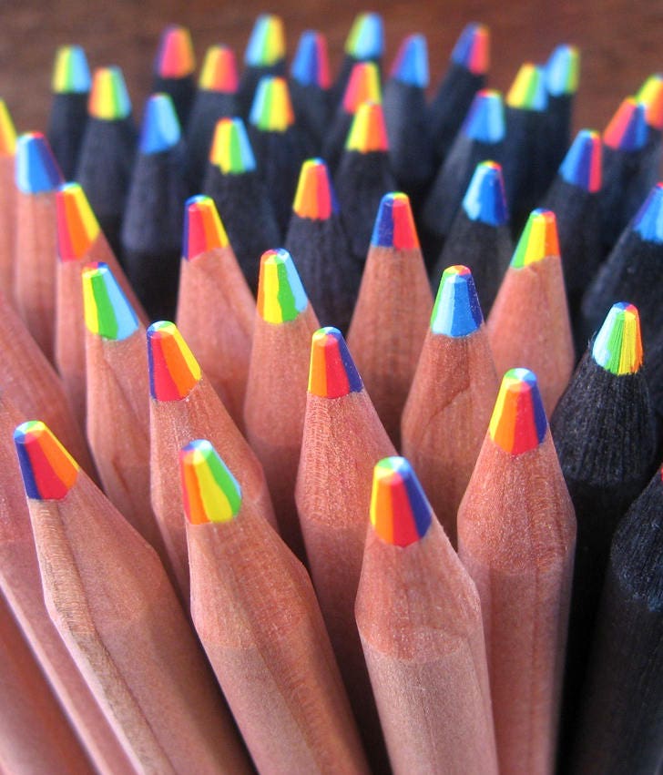 Rainbow Pencils / Natural Wood Pencils / Rainbow Pencils / Etsy
