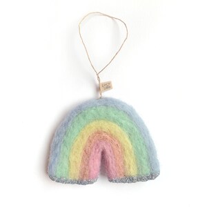 Felted Wool Rainbow Ornament, Rainbow Charm, Rainbow Wall Hanging, Good Luck Charm, Rainbow Nursery Decor, Rainbow Christmas Tree Ornament Pastel Rainbow