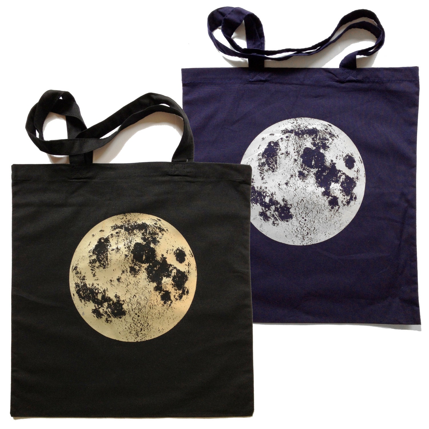 Moon Tote, Full Moon Tote Bag, Hologram Silver Foil Print