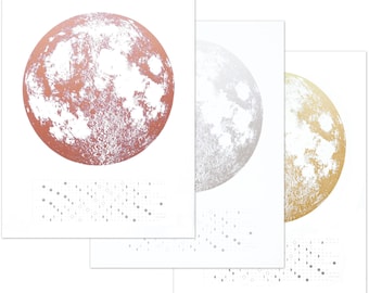 2024 Moon Phase Calendar, 2024 Lunar Calendar, gold wall calendar, 2024 Full Moon Chart, Copper Gold Silver Rose, Home Decor Moon Art