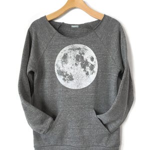 Women's Full Moon Sweatshirt: Raglan Tri-Blend Fleece with Kangaroo Pocket