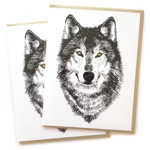 Wolf-Karte, schwarz-Grußkarten, Super Wolf Einzelkarte, Werwolf gruseligen Wald design, Recycling-Papier, hergestellt in Portland Oreogn