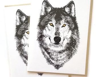 Wolf Grusskarten: Blanko Woodland Karte, Einzeln oder Box mit 6 Karten