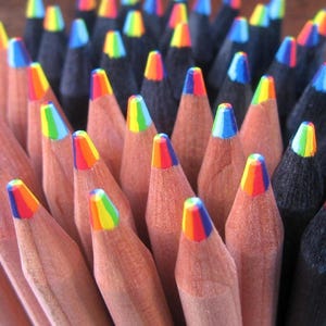 Rainbow Color Pencils / Rainbow Pencils / Natural Wood Rainbow Pencils / School Supplies  / 7 Colors in one pencil / Cute Rainbow Pencils
