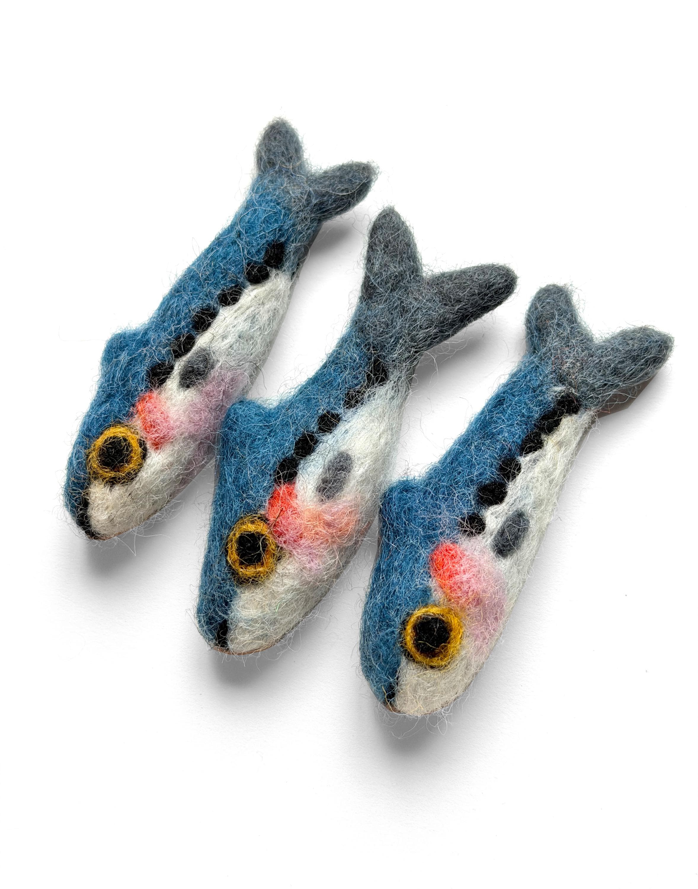 Felted Wool Sardine Cat Toy, Handmade Wool Fish Toy, Needle Felted Cat Toy, Natural Wool Pet Toy, Cat Lover Gift