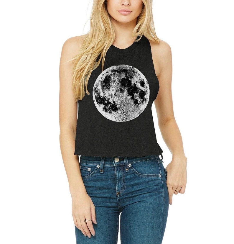 Total Solar Eclipse Racerback Cropped Tank Top, Women's Black Space Eclipse t-shirt, Summer Festival Tank, yoga clothing image 3