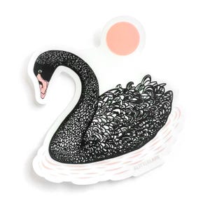 Black Swan Sticker: Waterproof Clear Vinyl Bird Decal