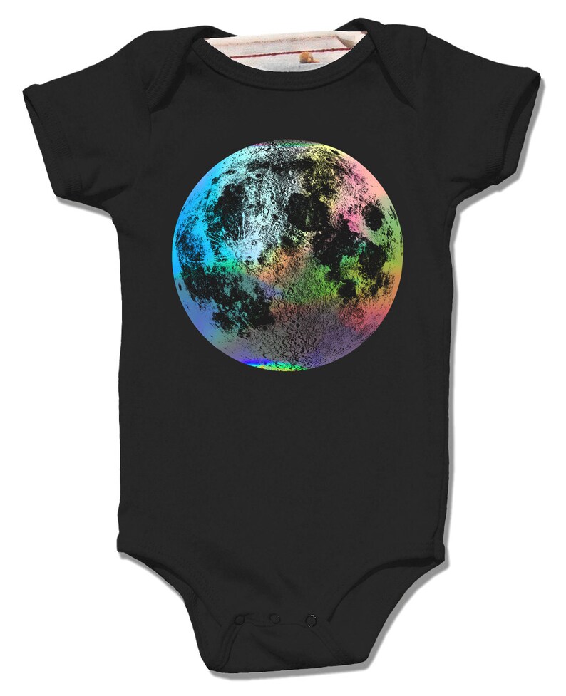 Baby Moon Onesie With Silver Hologram Foil Organic Baby Etsy