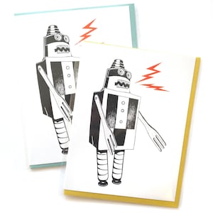 Robot Card, Robot Lover Card, Cute Blank Cards for Kids, Nerdy Robot Card, Robotics Card, Robot Theme Party, Robot Party Invites, Thank you