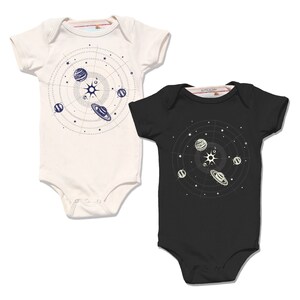 Solar System Onesie, Space Bodysuit, Planets Onesie, Organic Baby Clothes, Unisex Space gift, Baby Clothing, Baby Bodysuit, Baby Onesie image 2