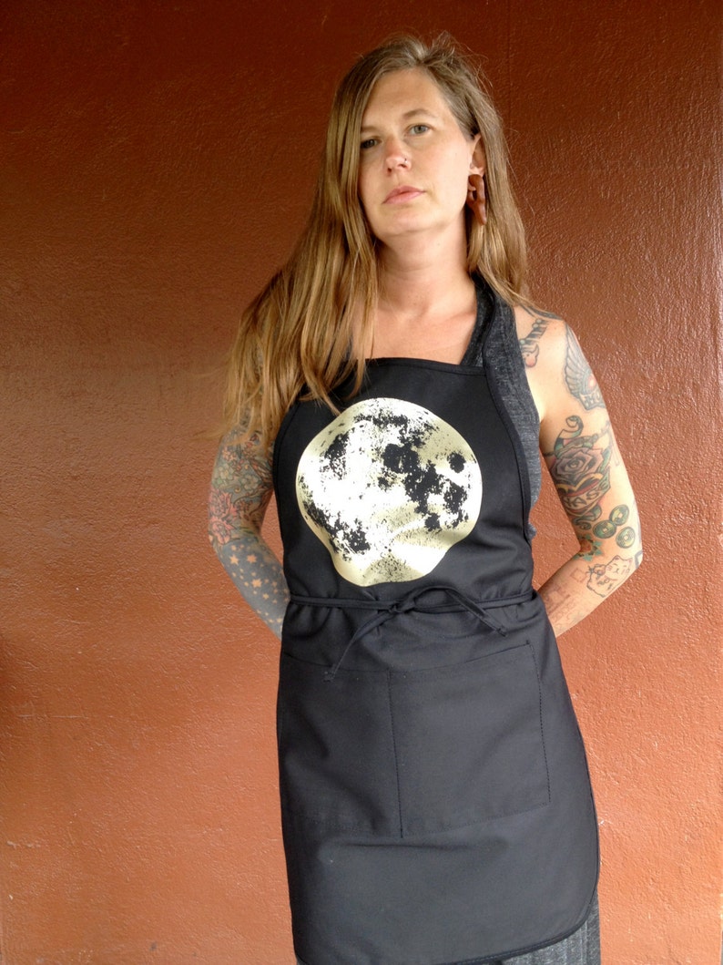 Kitchen Apron, Moon Apron, Baking Apron, Copper Gift, Space Kitchen Apron, barista apron, housewarming gift, apron for baking, gift for her image 4