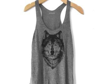 Grey Wolf Tank Top: Women's Tri-Blend Racerback