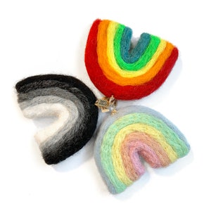 Felted Wool Rainbow Ornament, Rainbow Charm, Rainbow Wall Hanging, Good Luck Charm, Rainbow Nursery Decor, Rainbow Christmas Tree Ornament image 9