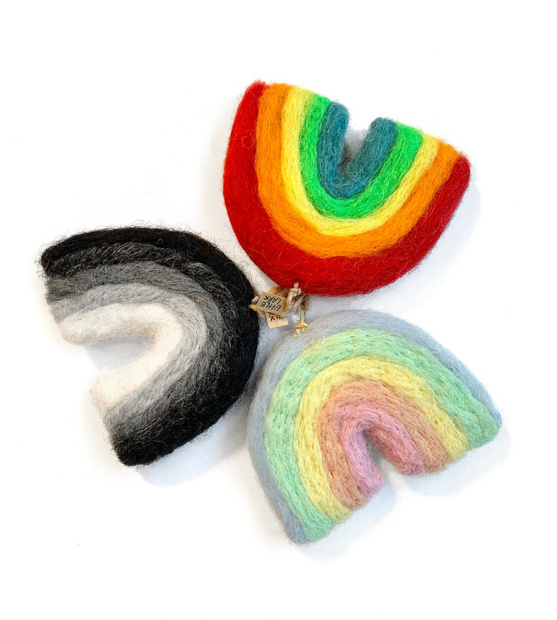 Felted Wool Rainbow Ornament, Rainbow Charm, Rainbow Wall Hanging, Good Luck Charm, Rainbow Nursery Decor, Rainbow Christmas Tree Ornament image 9