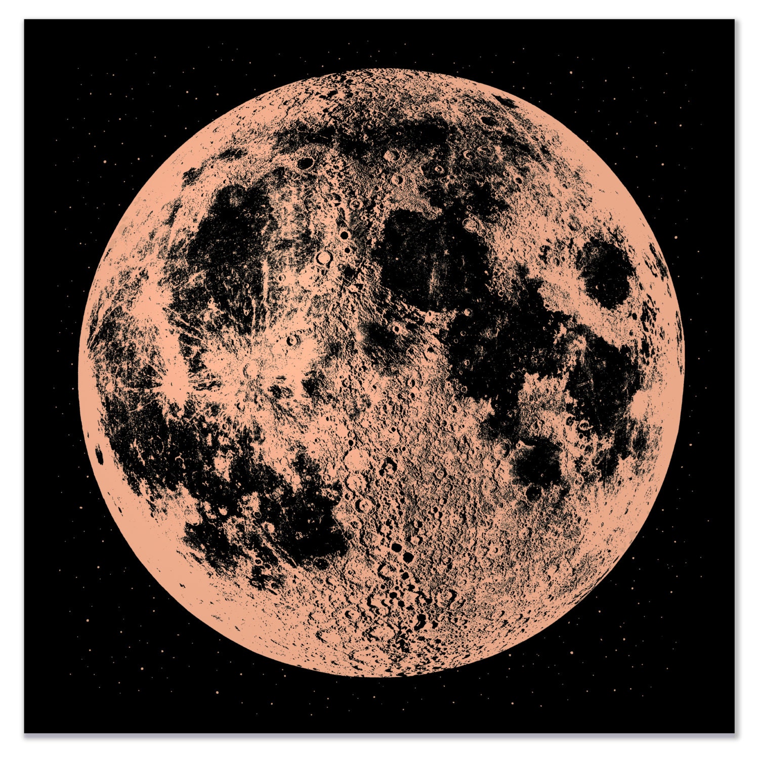 Moon Print Moon Art Print Large Silver Moon Print Wall Art Space