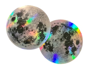 Hologram Moon Stickers, 3 inch moon sticker, moon party favors, sticker collector