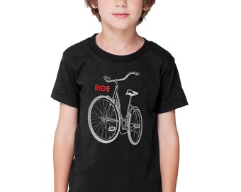 SALE Kids Black Bike Shirt, bike tshirt, bike t-shirt, Light Reflective Ride a Bike Shirt, rad bicycle t-shirt, bike tee baby child